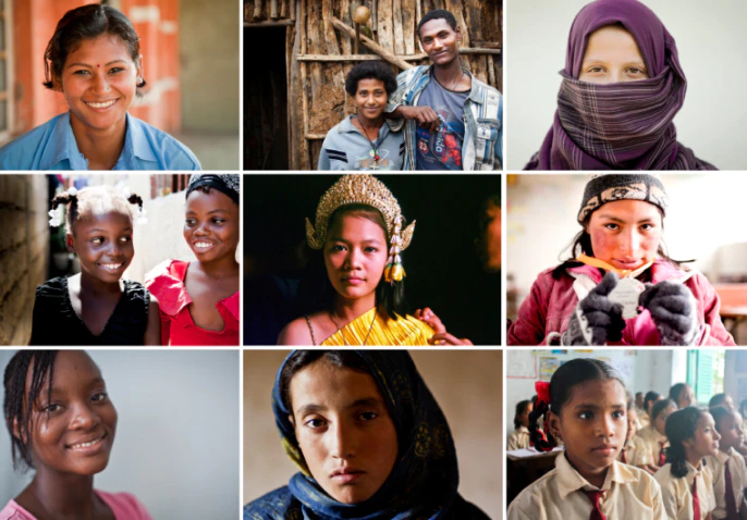 Portrait of the 9 young girls